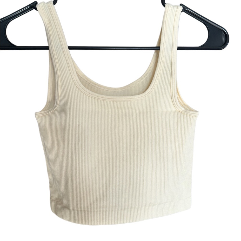 Cream Ribbed Crop Top - Picture 2 of 2